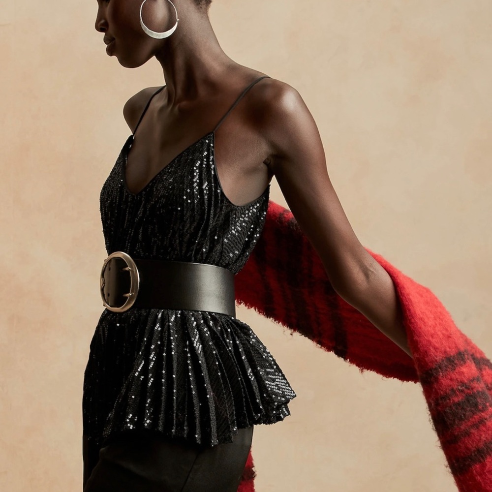 Banana Republic Sequin Pleated Camisole (M Tall)